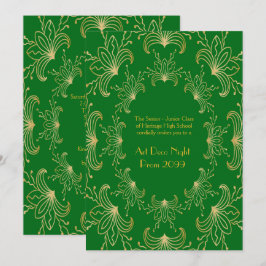 Convites Mais velho Baile de formatura, Art Deco, Flores Es