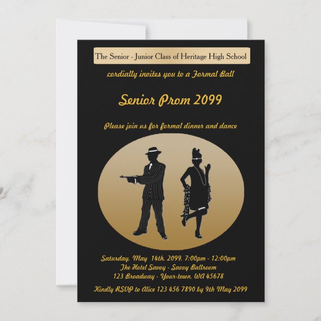 Convites Mais velho do baile de formatura, estilo de (Frente)
