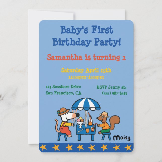 Convites Maisy e Cyril Birthday (Frente)