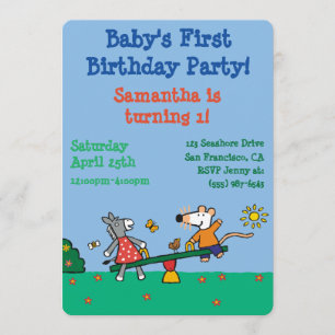 Convites Maisy e Dotty Seesaw no Playground