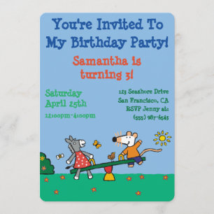 Convites Maisy e Dotty Seesaw no Playground