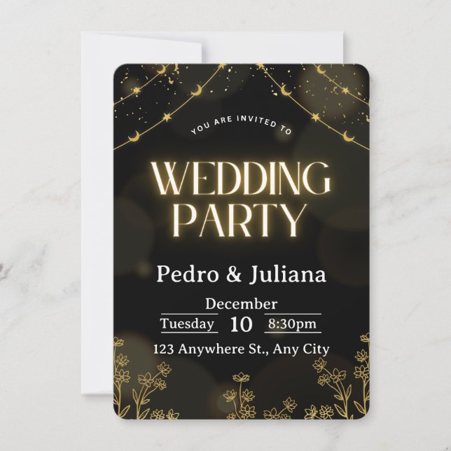 Convites Majestic Gold Ornamental Frame Wedding Invitation (Frente)