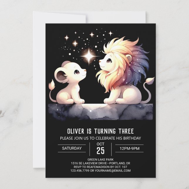 Convites Majexpressa Boho Lion Birthday (Frente)