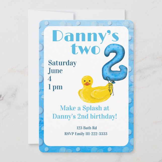 Convites Make a Splash Rubber Duck 2nd Birthday Invitation (Frente)