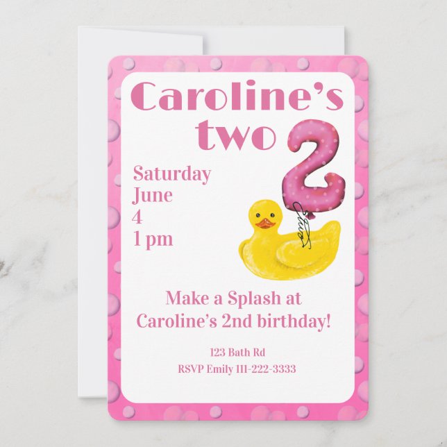 Convites Make a Splash Rubber Duck 2nd Birthday Invitation (Frente)