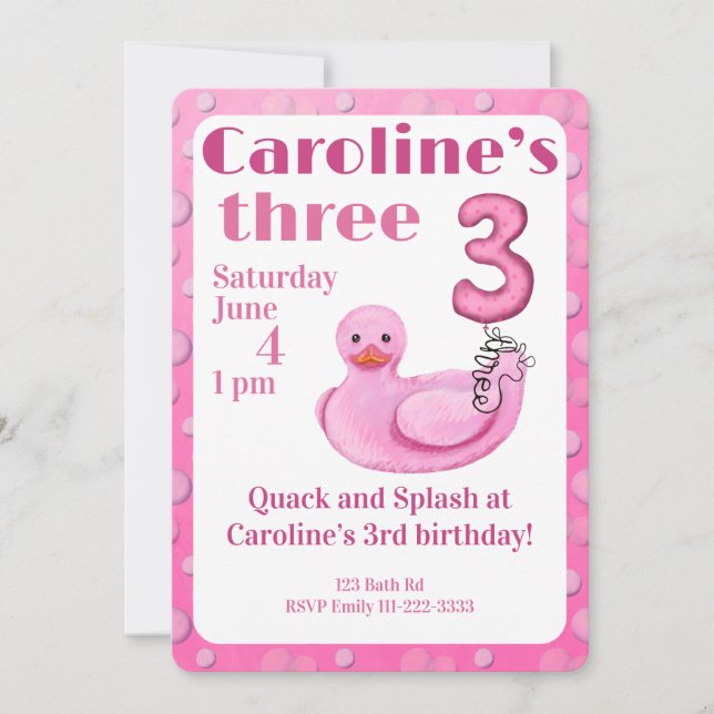 Convites Make a Splash Rubber Duck 3rd Birthday Invitation (Frente)