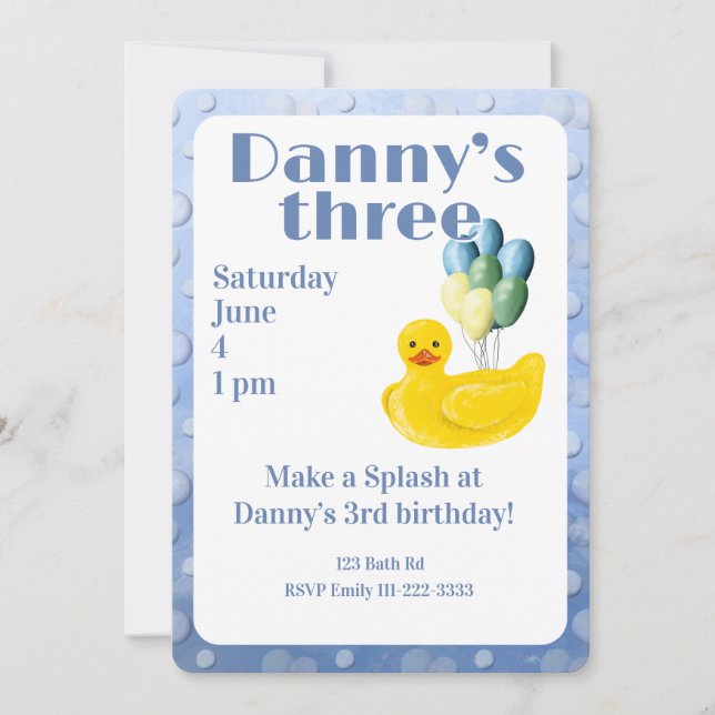 Convites Make a Splash Rubber Duck 3rd Birthday Invitation (Frente)