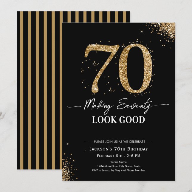 Convites Making 70 Look Good Birthday (Frente/Verso)