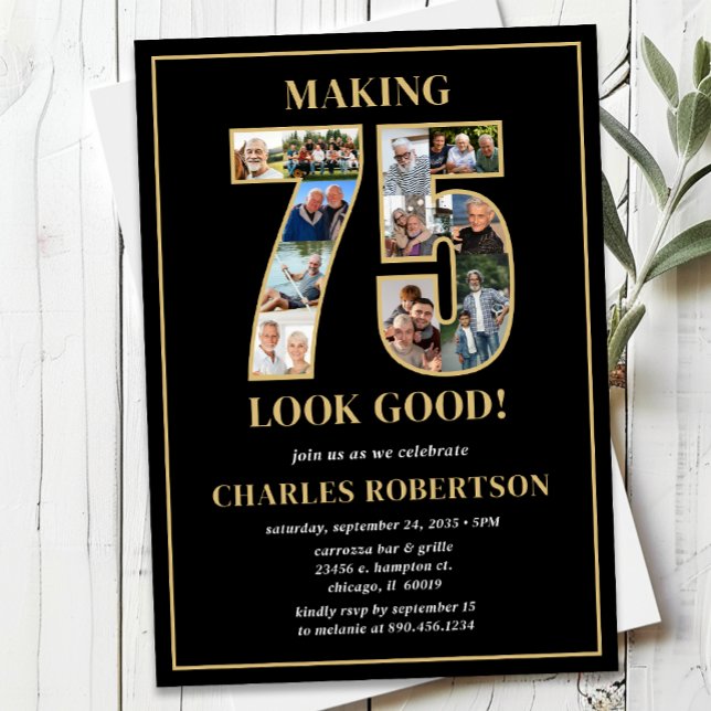 Convites Making 75 Look Good Photo Birthday (Criador carregado)