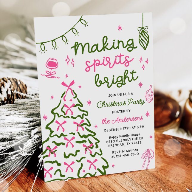 Convites Making Spirit Bright Hand Drawn Christmas Party (Criador carregado)