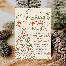 Convites Making Spirit Bright Hand Drawn Christmas Party