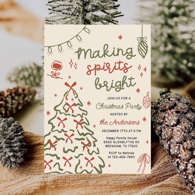 Convites Making Spirit Bright Hand Drawn Christmas Party (Criador carregado)