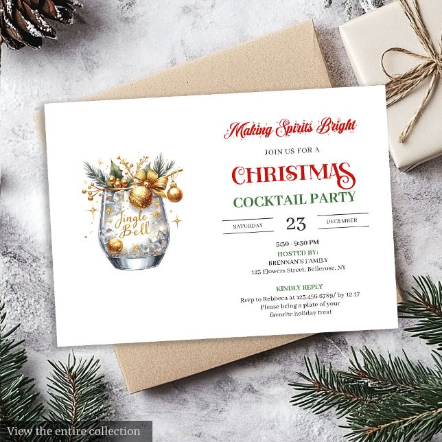 Convites Making Spirits Bright Christmas cocktails party (Making Spirits Bright Christmas cocktails party Invitation)