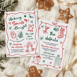 Convites Making Spirits Bright Hand Drawn Christmas Party