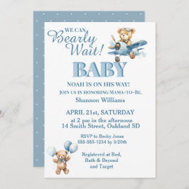 Convites Mal Pode Esperar - Urso Teddy Fofo em Avião