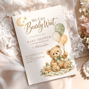 Convites Mal Podemos Esperar Chá de Bebê do Ursinho Teddy