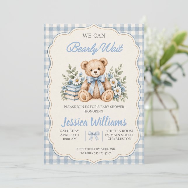 Convites Mal Podemos Esperar Chás de Bebê (Em pé/Frente)