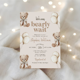 Convites Mal Podemos Esperar Chás de Bebê do Urso Teddy Ele