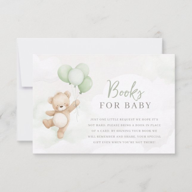 Convites Mal Podemos Esperar Chás de Bebê Urso Sage Livros  (Frente)