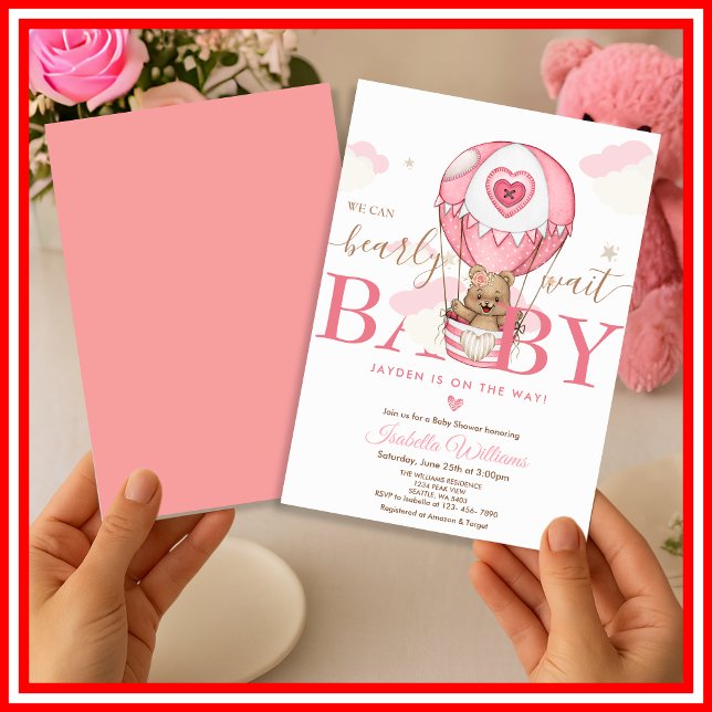 Convites Mal Podemos Esperar Churras de Bebê Menina Rosa (Criador carregado)