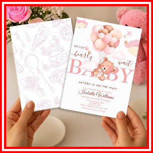 Convites Mal Podemos Esperar Churras de Bebê Menina Rosa