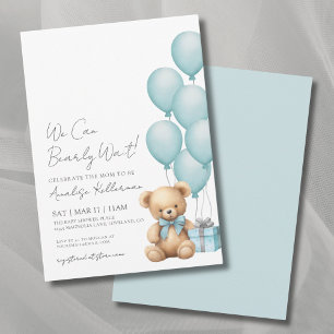 Convites Mal Podemos Esperar Churrasco de Bebê Urso Azul