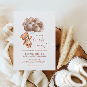 Convites Mal Podemos Esperar Churrasco de Bebê Urso Neutro