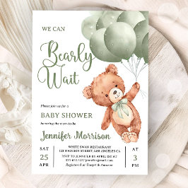 Convites Mal Podemos Esperar Chuveirinho de Bebê Urso Teddy