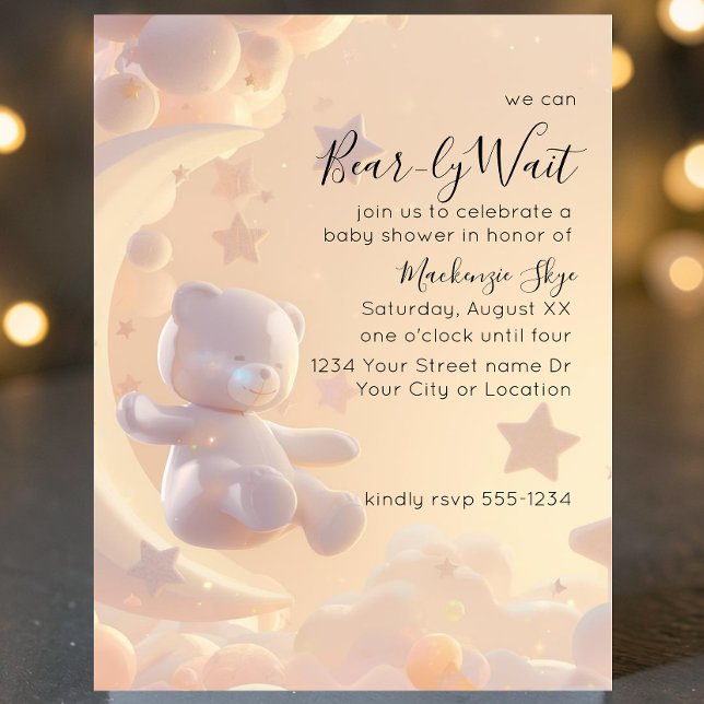 Convites Mal Podemos Esperar Chuvinha de Bebê Urso Celestia (Criador carregado)