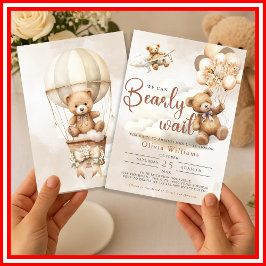 Convites Mal Podemos Esperar Chuvinha Marrom Baby Shower