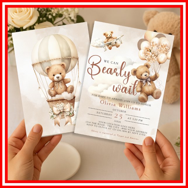 Convites Mal Podemos Esperar Chuvinha Marrom Baby Shower (Criador carregado)
