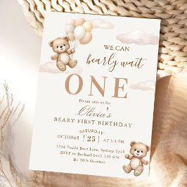Convites Mal Podemos Esperar Elegante Aniversário do Urso T