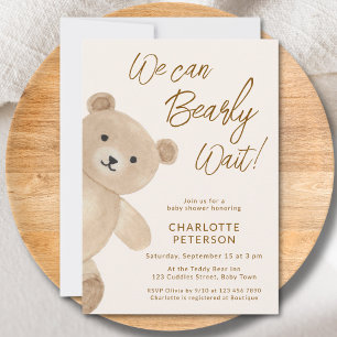 Convites Mal Podemos Esperar Festa de Bebê do Urso Fofo