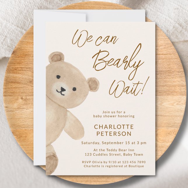 Convites Mal Podemos Esperar Festa de Bebê do Urso Fofo (Criador carregado)