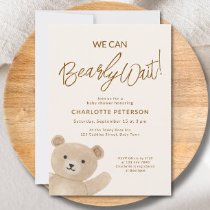 Convites Mal Podemos Esperar Fofa Festa de Bebê Urso