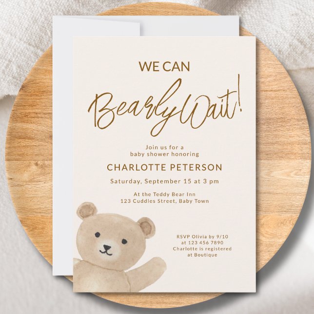 Convites Mal Podemos Esperar Fofa Festa de Bebê Urso (Criador carregado)