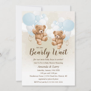 Convites Mal Podemos Esperar Gêmeos Meninos Chás de Bebê