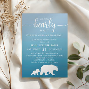 Convites Mal Podemos Esperar Gradiente Azul Baby Shower