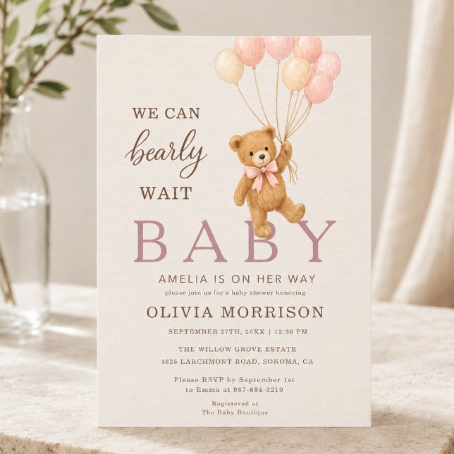 Convites Mal Podemos Esperar Menina Rosa Baby Shower (Criador carregado)
