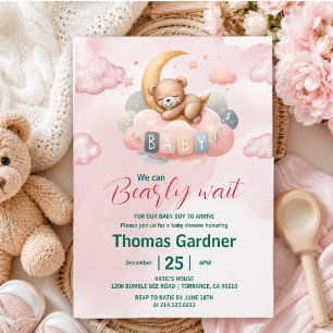 Convites Mal Podemos Esperar Menino Urso Festa de Bebê Fofo