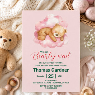 Convites Mal Podemos Esperar Menino Urso Festa de Bebê Fofo