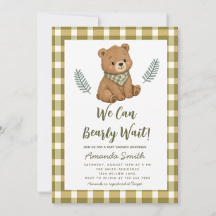 Convites Mal podemos esperar Menino Xadrez Baby Shower