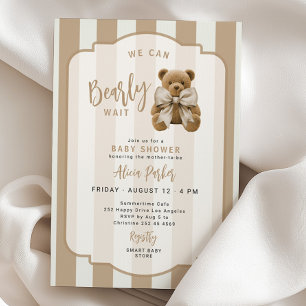 Convites Mal podemos esperar ursinho de pelúcia baby shower