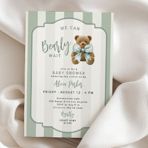 Convites Mal podemos esperar ursinho de pelúcia baby shower