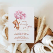 Mal Podemos Esperar Urso de Balão Rosa Chás de Beb