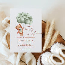 Mal Podemos Esperar Urso Verde Bebê Shower