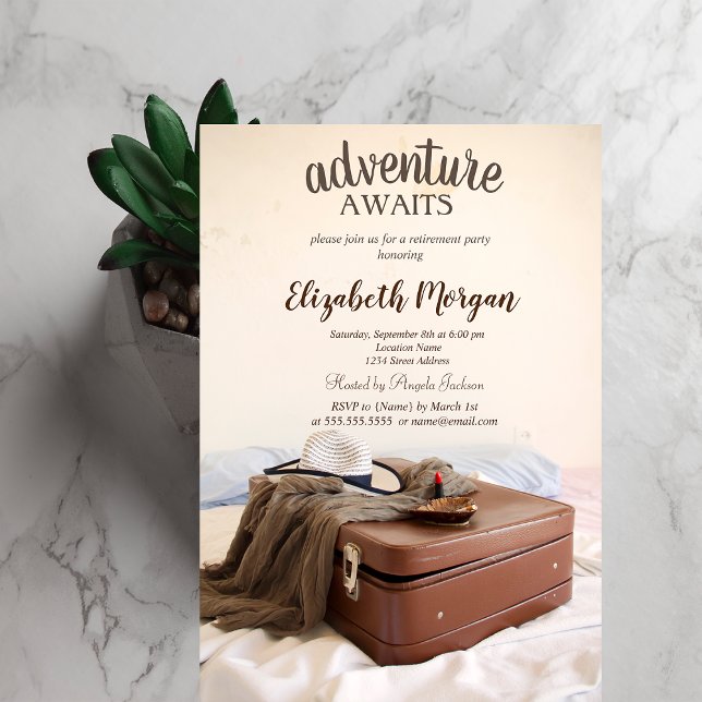 Convites Mala de viagem Chapéu Batom Festa de Aposentadoria (Criador carregado)