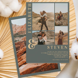 Convites Mala verde moderna e 5 fotograde casamento