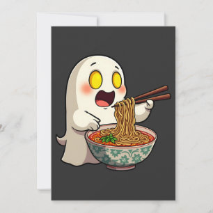 Convites Malandro Halloween Pastel Kawaii Ghost Eating Rame