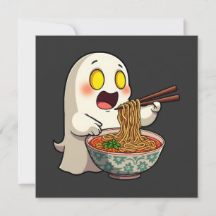 Convites Malandro Halloween Pastel Kawaii Ghost Eating Rame